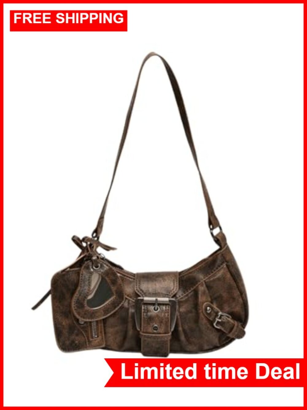 Y2K Western PU Leather Shoulder Bag with Coin Purse
